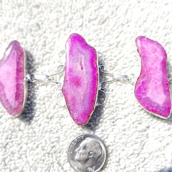 New Slice Crystal Druzy Sterling Silver Bracelet - Picture 8 of 8